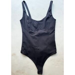 Abercrombie Corset Style Scoop Neck‎ Tank Thong Bodysuit in Black size small
